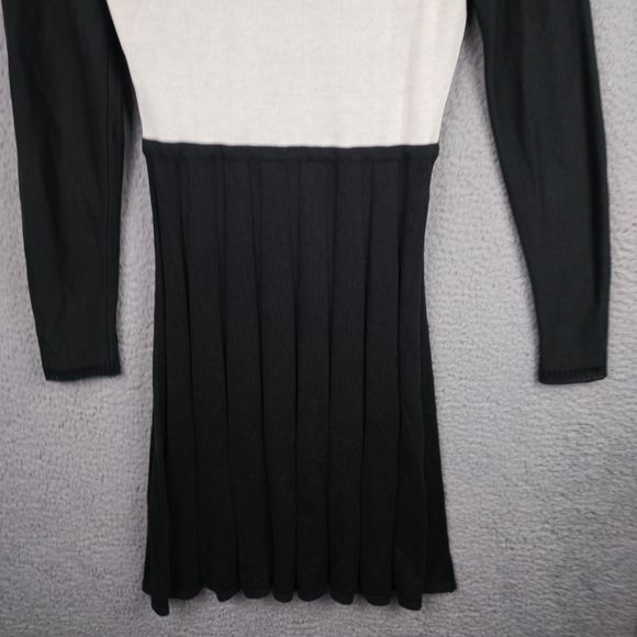 Vince Camuto Dress Womens XS Black White Colorblock Dark Academia Pleated Goth - Picture 7 of 16